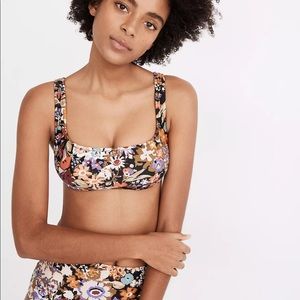Madewell Second Wave Balconette Bikini Top; Color is Wild Bohemian True Black